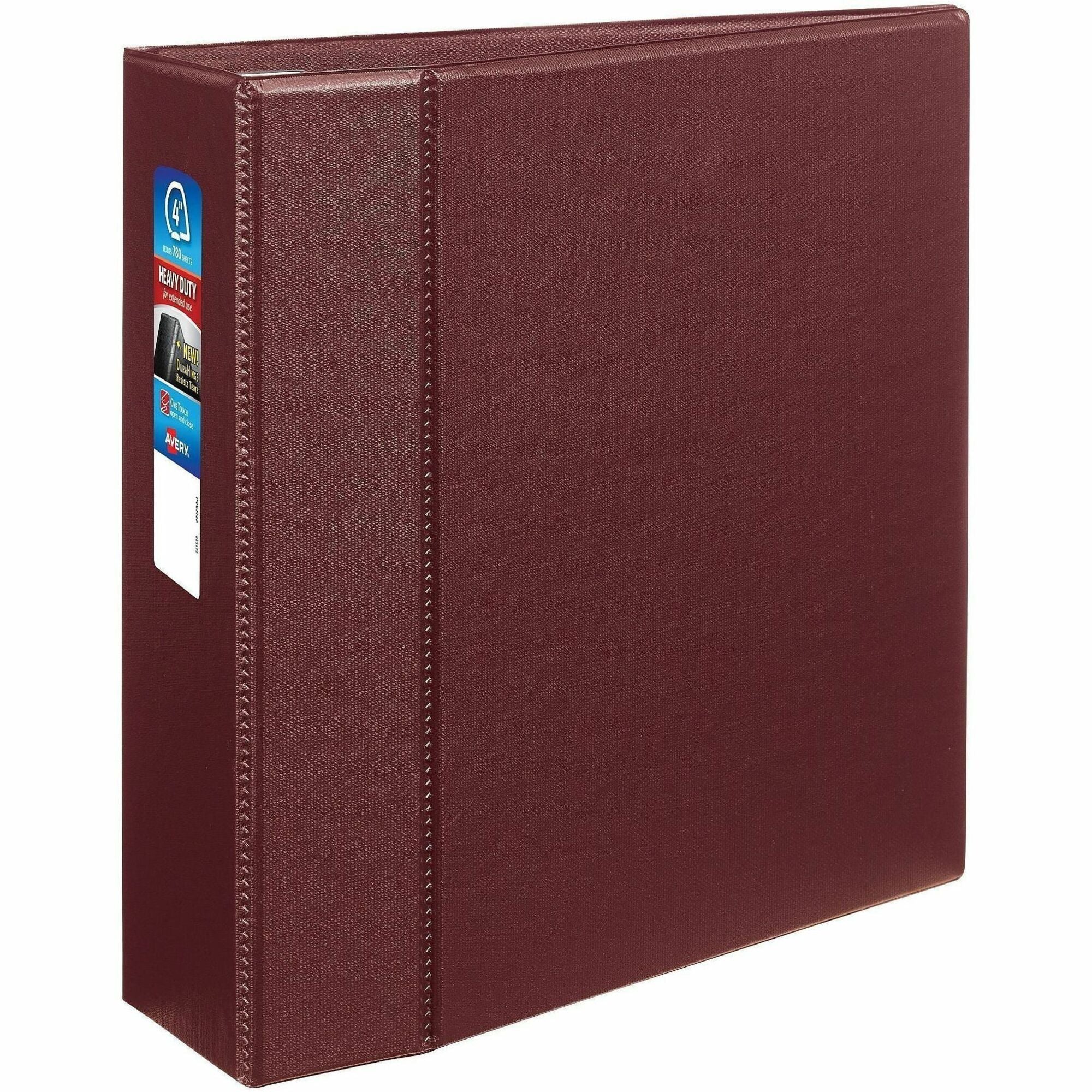 Avery Heavy-Duty Binder, One Touch EZD 4" Rings, Letter Size, 780 Sheet Capacity, 3-Ring, 4 Internal Pockets, Polypropylene, Maroon, Recycled, 1 Each