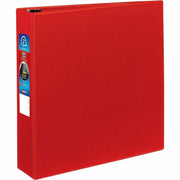 Avery Heavy-Duty DuraHinge Binder, 2" One-Touch Rings, 540-Sheet Capacity, 4 Internal Pockets, Letter Size, Red, Polypropylene, Recycled, 1 Each