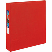 Avery Heavy-Duty DuraHinge Binder, 1.5" One-Touch Rings, 400 Sheet Capacity, 4 Internal Pockets, Letter Size, Red, 1 Each