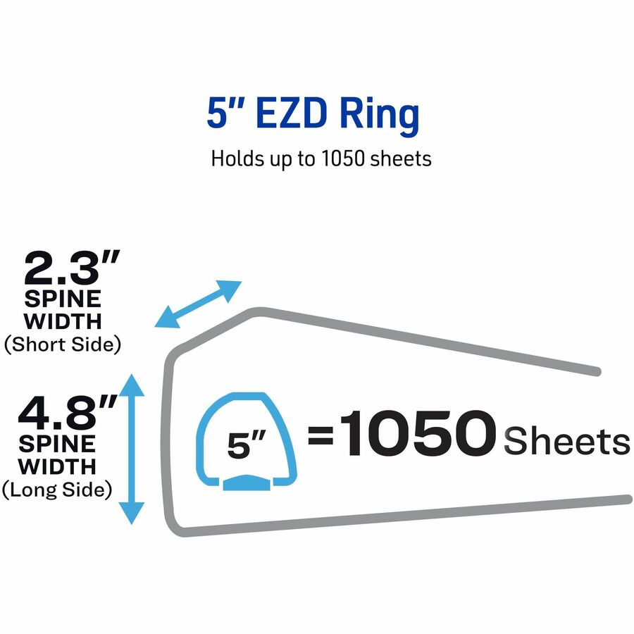 Avery Heavy-Duty View Binder, One Touch EZD Rings, 5" Capacity, Letter Size, 1050 Sheet Capacity, 4 Internal Pockets, Black, Polypropylene, 1 Each