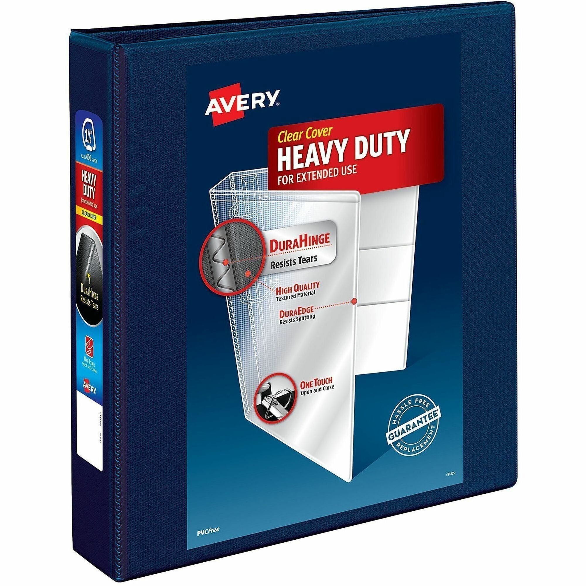 Avery Heavy-Duty View 3 Ring Binder, 1.5" EZD Rings, Navy Blue