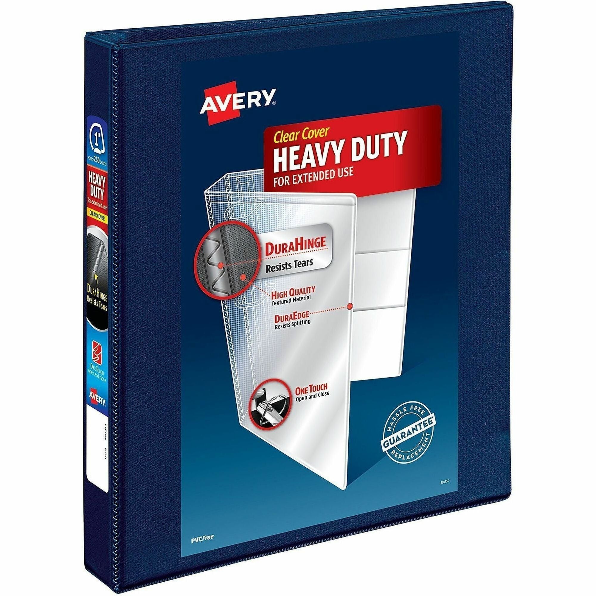 Avery Heavy-Duty View 3 Ring Binder, 1" EZD Rings, Navy Blue