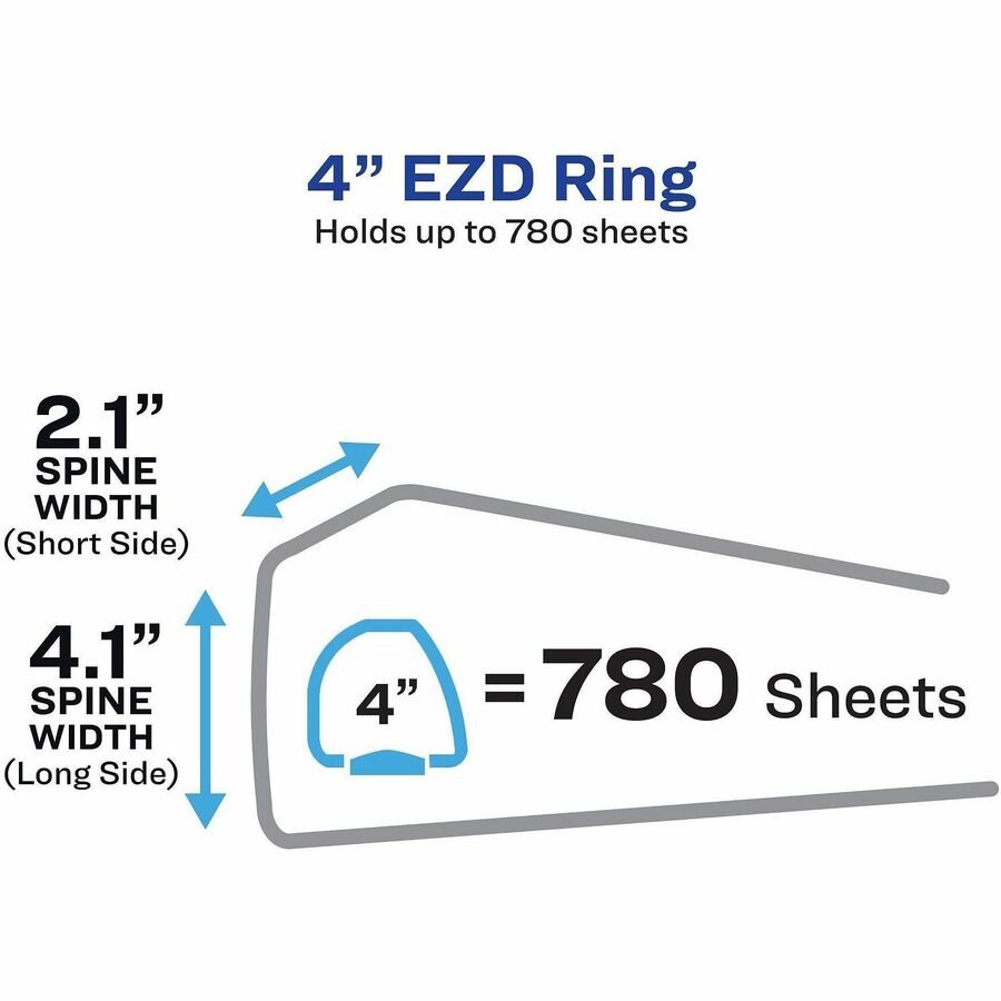 Avery Heavy-Duty Binder with One Touch EZD 4" Rings, 780-Sheet Capacity, Letter Size, 4 Internal Pockets, Blue, Polypropylene, Recycled, 1 Each