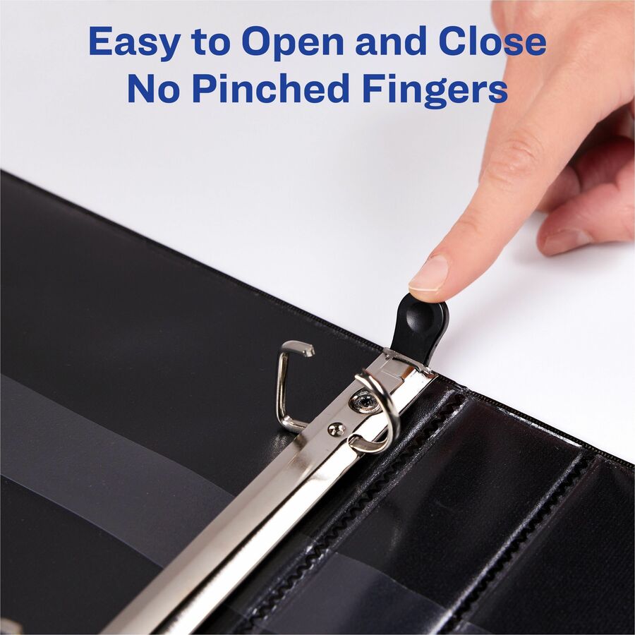 Avery Heavy-Duty DuraHinge Binder, 1.5" One-Touch Rings, 400-Sheet Capacity, 4 Internal Pockets, Letter Size, Blue, 1 Each