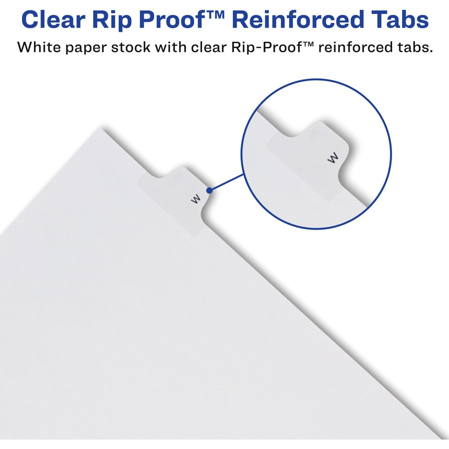 25 x Divider(s) - Side Tab(s) - 9 - 1 Tab(s)/Set - 8.5" Divider Width x 11" Divider Length - Letter - White Paper Divider - Clear Tab(s) - 20% Recycled