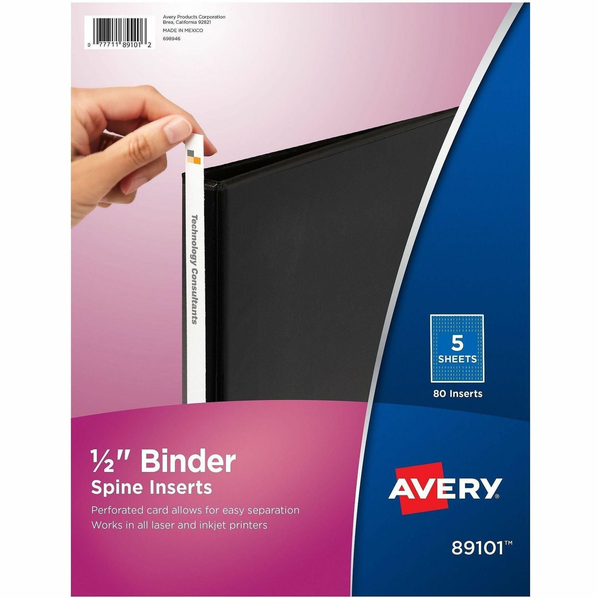 For 1/2" Sheet - 3 x Rings - Ring Binder - Bright White - Card Stock - 80 / Pack