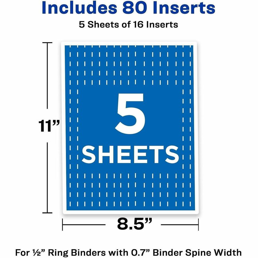 For 1/2" Sheet - 3 x Rings - Ring Binder - Bright White - Card Stock - 80 / Pack