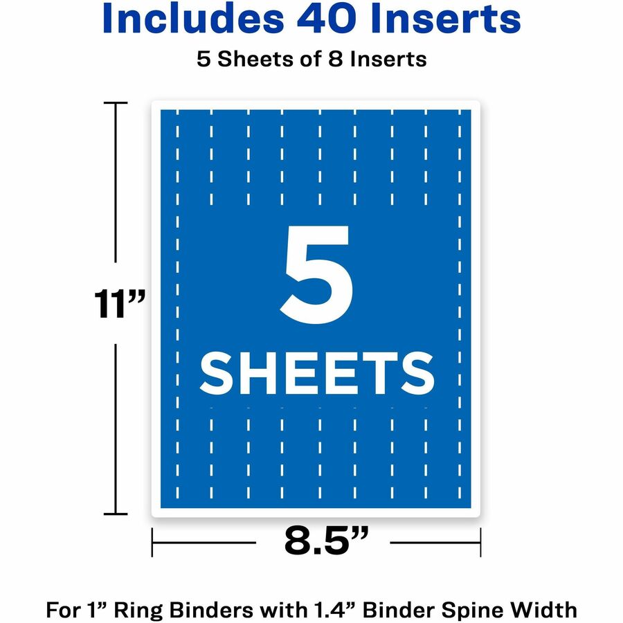 1.4" Width - 40 Capacity - For 1" Sheet - 3 x Rings - Ring Binder - Bright White - Card Stock - 40 / Pack