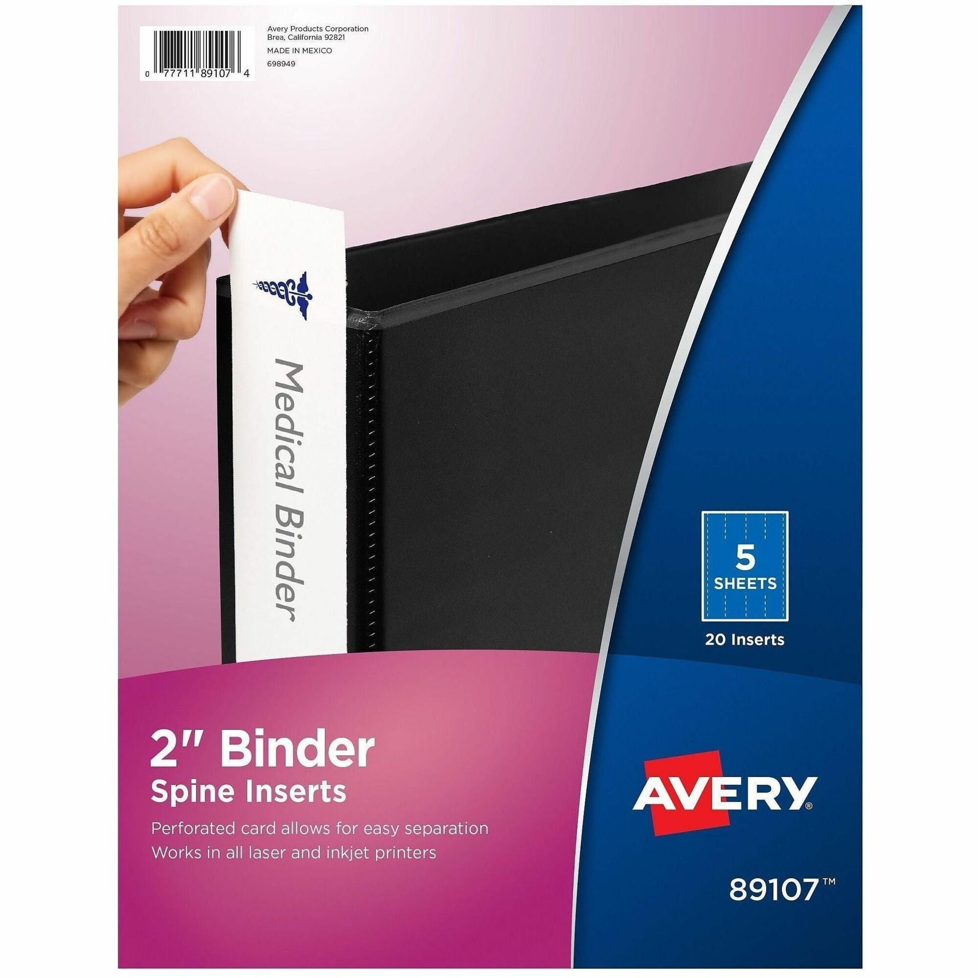 2.8" Width - For 2" Sheet - 3 x Rings - Ring Binder - Bright White - Card Stock - 20 / Pack