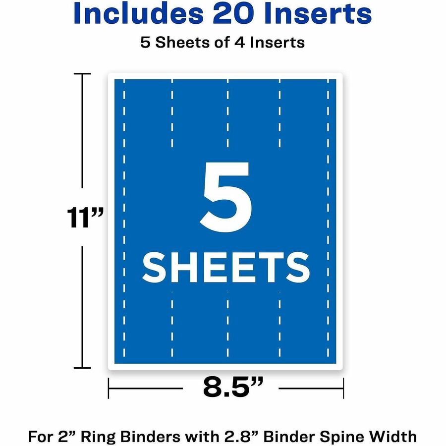 2.8" Width - For 2" Sheet - 3 x Rings - Ring Binder - Bright White - Card Stock - 20 / Pack