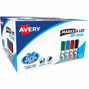 Avery&reg; Marks A Lot Marks A Lot Desk-Style Dry-Erase Markers - Chisel Marker Point - Erasable - Black, Blue, Green, Red Ink - 24 / Box