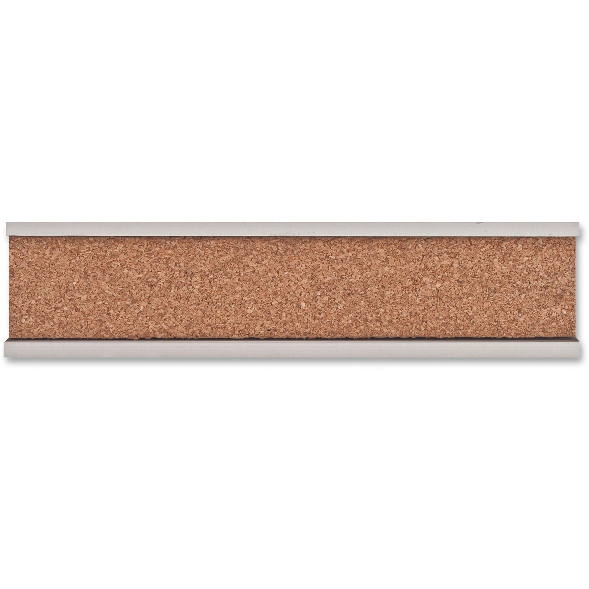 Advantus Display Rail - 1" Board Height x 96" Board Width - Wood, Natural Cork Surface - Long Lasting - Satin Aluminum Frame - 1 Each