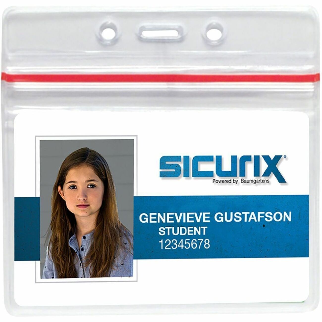 Zip Closure Sealable ID Badge Holders, Horizontal, Clear, Pack of 50