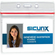 Zip Closure Sealable ID Badge Holders, Horizontal, Clear, Pack of 50