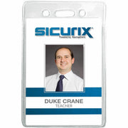 SICURIX Badge Holder - Vertical - 2.4" Height x 3.4" Width - Vinyl - Clear - Sturdy - 12 / Pack