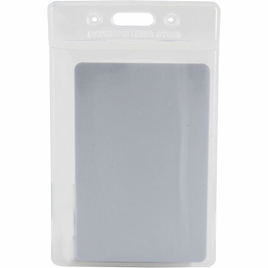 SICURIX Badge Holder - Vertical - 2.4" Height x 3.4" Width - Vinyl - Clear - Sturdy - 12 / Pack