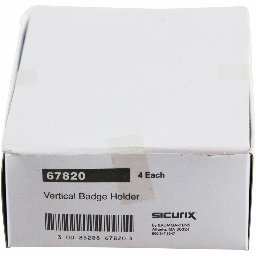 SICURIX Badge Holder - Vertical - 2.4" Height x 3.4" Width - Vinyl - Clear - Sturdy - 12 / Pack