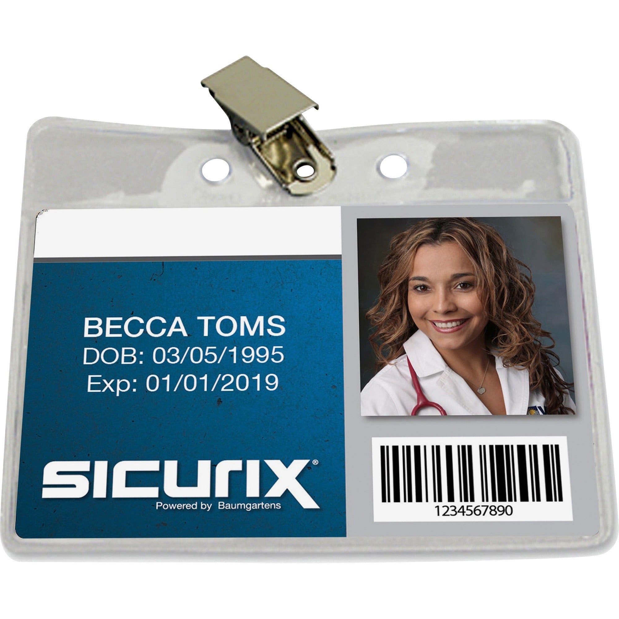 Standard Vinyl Badge Holder with Clip, Horizontal, Pack of 50