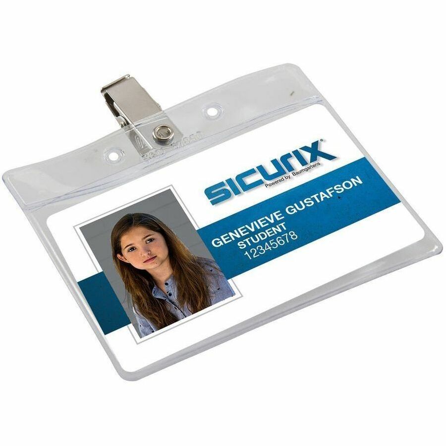 Standard Vinyl Badge Holder with Clip, Horizontal, Pack of 50