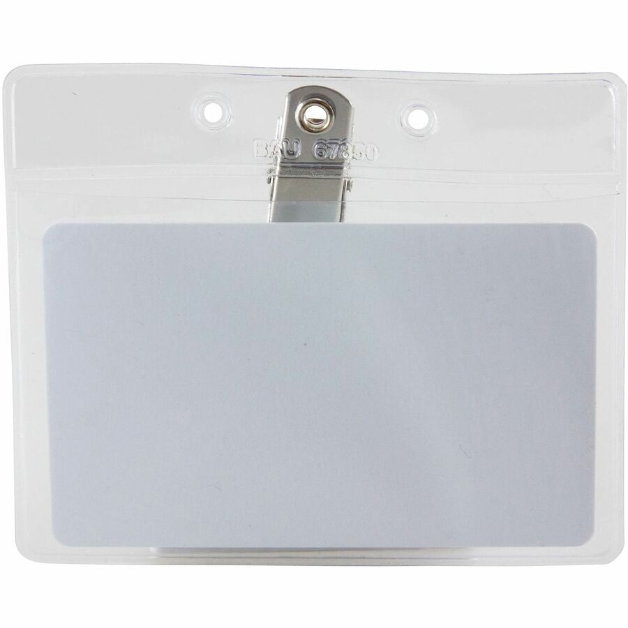 Standard Vinyl Badge Holder with Clip, Horizontal, Pack of 50