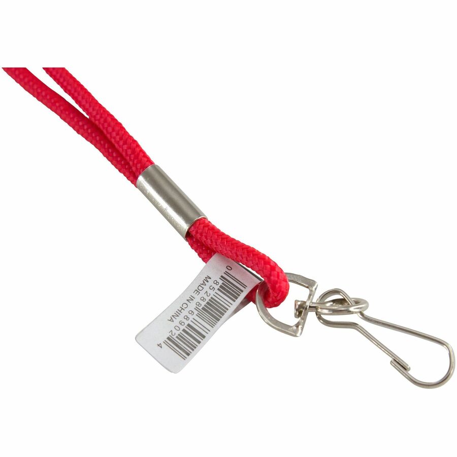 SICURIX Standard Rope Lanyard - Rugged - Standard - Hook Attachment - 36" Length - Red - Nylon - 1 Each