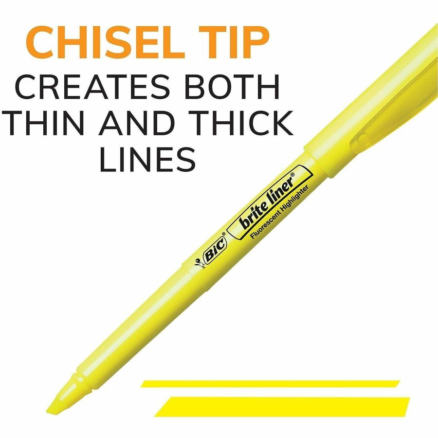 BIC Brite Liner Highlighters - Chisel Marker Point - Blue Ink - Water Based - 1 Dozen