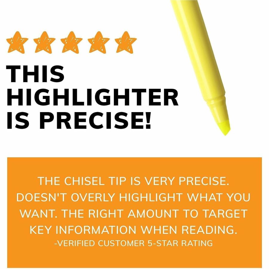 BIC Brite Liner Highlighters - Chisel Marker Point - Fluorescent Yellow Ink - Water Based - 1 Dozen