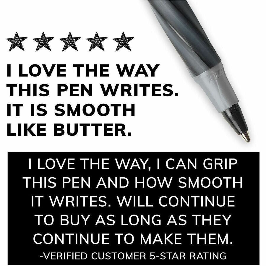 BIC Round Stic Grip Ballpoint Pen - Medium Pen Point - Red Ink - Frost Barrel - 1 Dozen