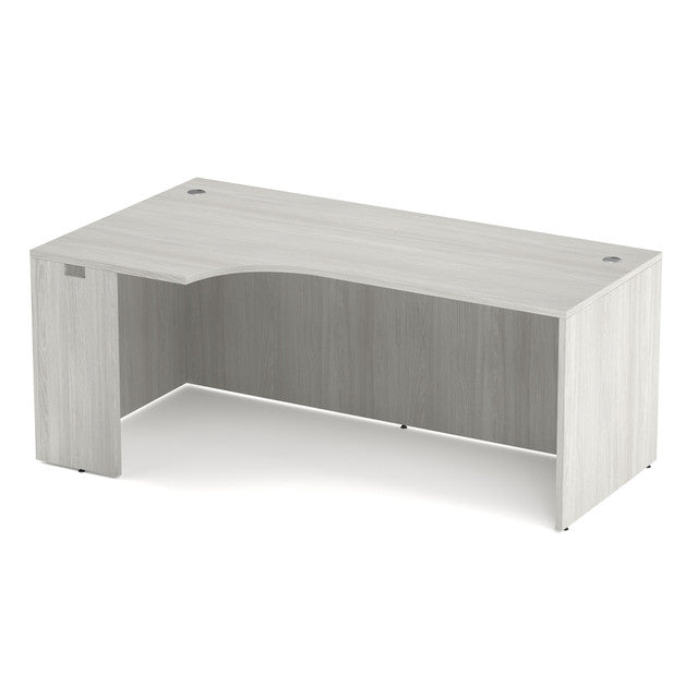 OfficeSource Laminate Left Desk Shell with Corner Extension - 71" X30" - Arcadia White