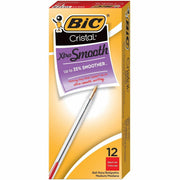 BIC Classic Cristal Ballpoint Pens - Medium Conical Pen Point - Red Ink - Clear Barrel - Metal Tip - 1 Dozen
