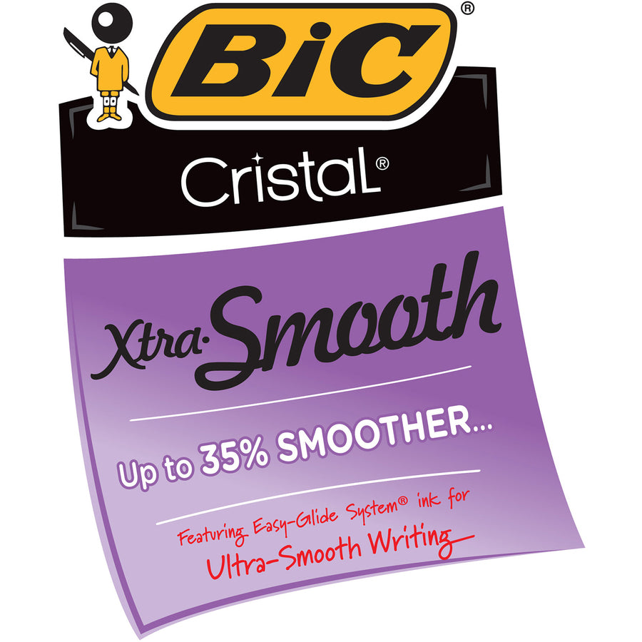 BIC Classic Cristal Ballpoint Pens - Medium Conical Pen Point - Red Ink - Clear Barrel - Metal Tip - 1 Dozen