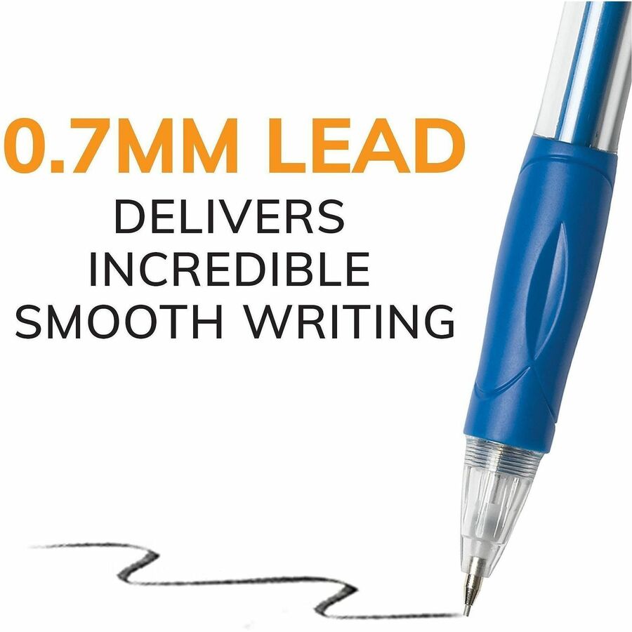 BIC Mechanical Pencils - 0.7 mm Lead - #2 - Refillable - Blue Barrel - 1 Dozen