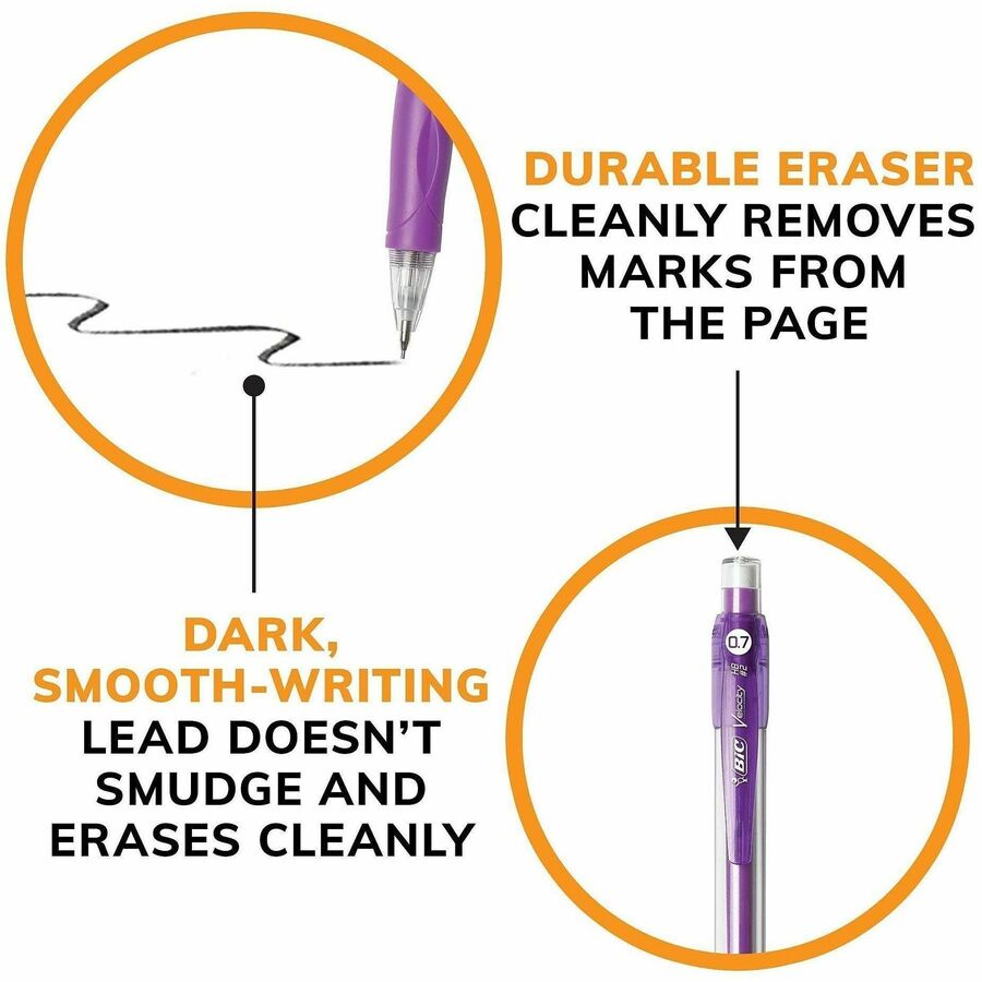 BIC Mechanical Pencils - 0.7 mm Lead - #2 - Refillable - Blue Barrel - 1 Dozen