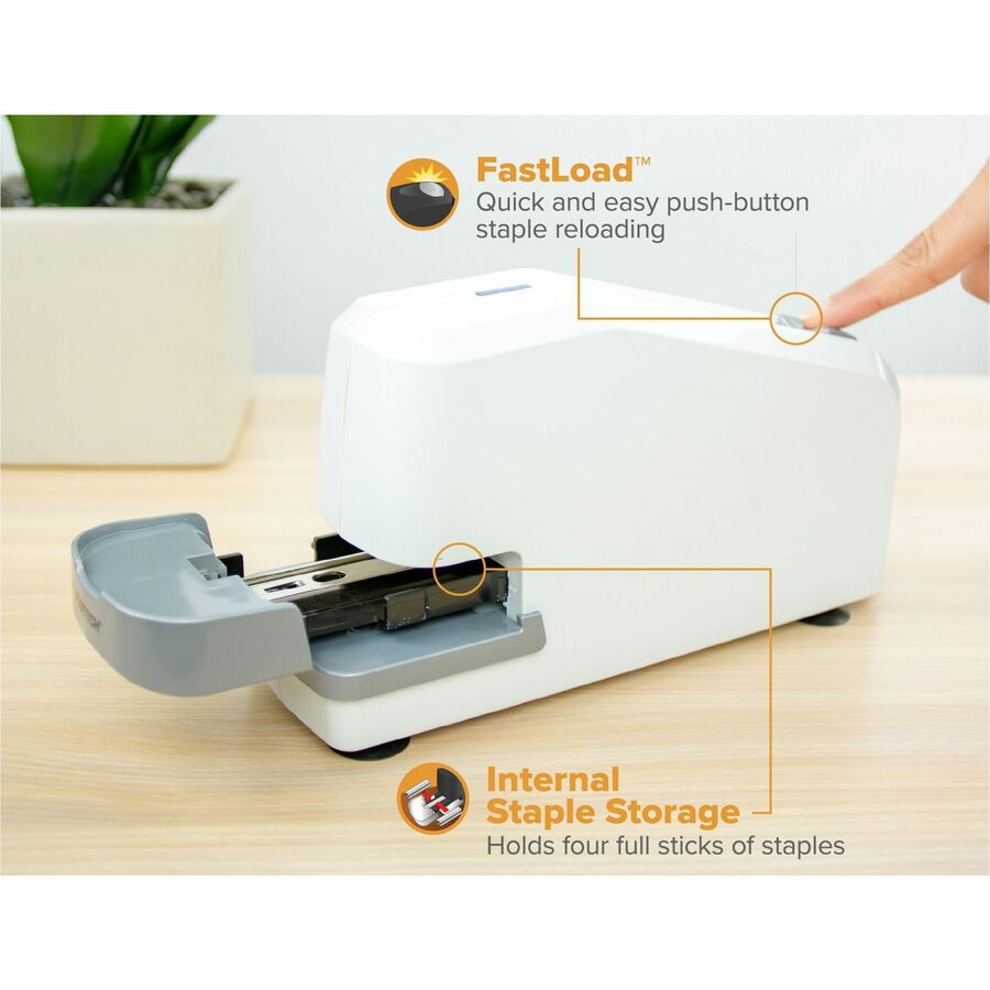 Staples Upto 25 Sheet - Holds Upto 210 Staple - Full Strip - Staple Size: 0.25" - 0.50" Throat Depth - White - Rubber, Plastic - 1 Each