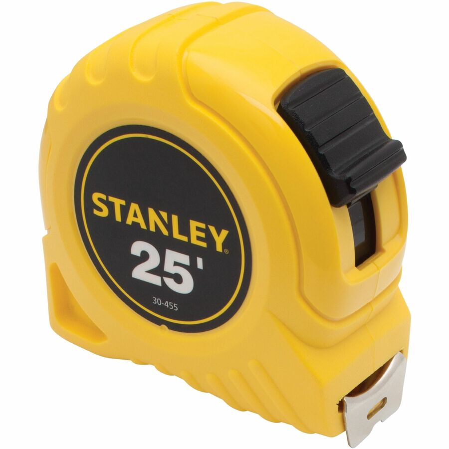 Stanley Tape Rule - 25 ft Length x 1" Width - 1/16 Graduations - Imperial Measuring System - Plastic - Yellow - 1 Each