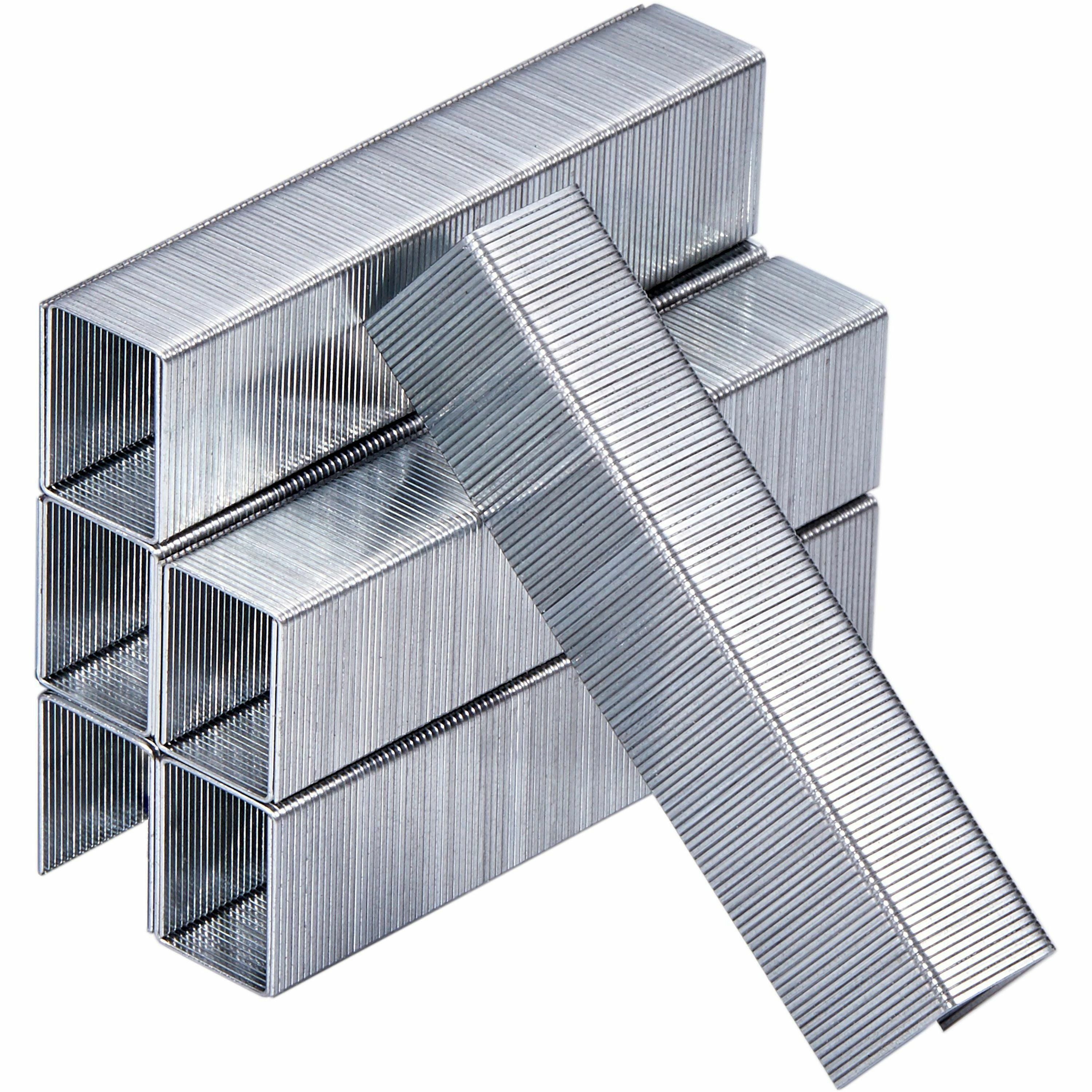 Heavy Duty - 5/8" Leg - 1/2" Crown - Holds 130 Sheet(s) - Chisel Point - Silver - High Carbon Steel - 0.8" Height x 2.7" Width x 3" Length - 1000 / Box