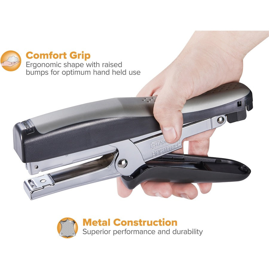 Staples Upto 20 Sheet of 20lb Paper - Holds Upto 210 Staple - Full Strip - Staple Size: 0.25" - 2.50" Throat Depth - Black, Gray - Rubber - 1 Each