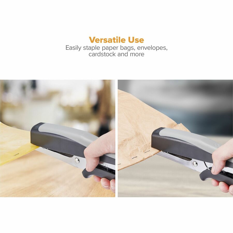 Staples Upto 20 Sheet of 20lb Paper - Holds Upto 210 Staple - Full Strip - Staple Size: 0.25" - 2.50" Throat Depth - Black, Gray - Rubber - 1 Each