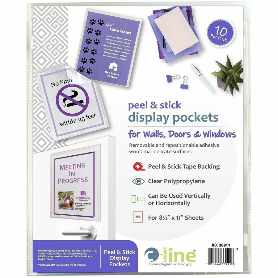 8 1/2" x 11" - Polypropylene - Clear - Peel & Stick - 1 Pack