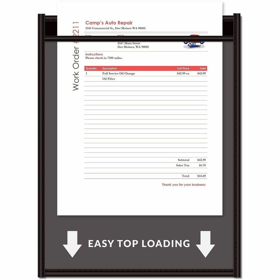 C-Line Letter Vinyl File Pocket - 8 1/2" x 11" - Pressboard, Vinyl, Metal - Clear, Black - Reinforced, Heavy Duty - 25 / Box