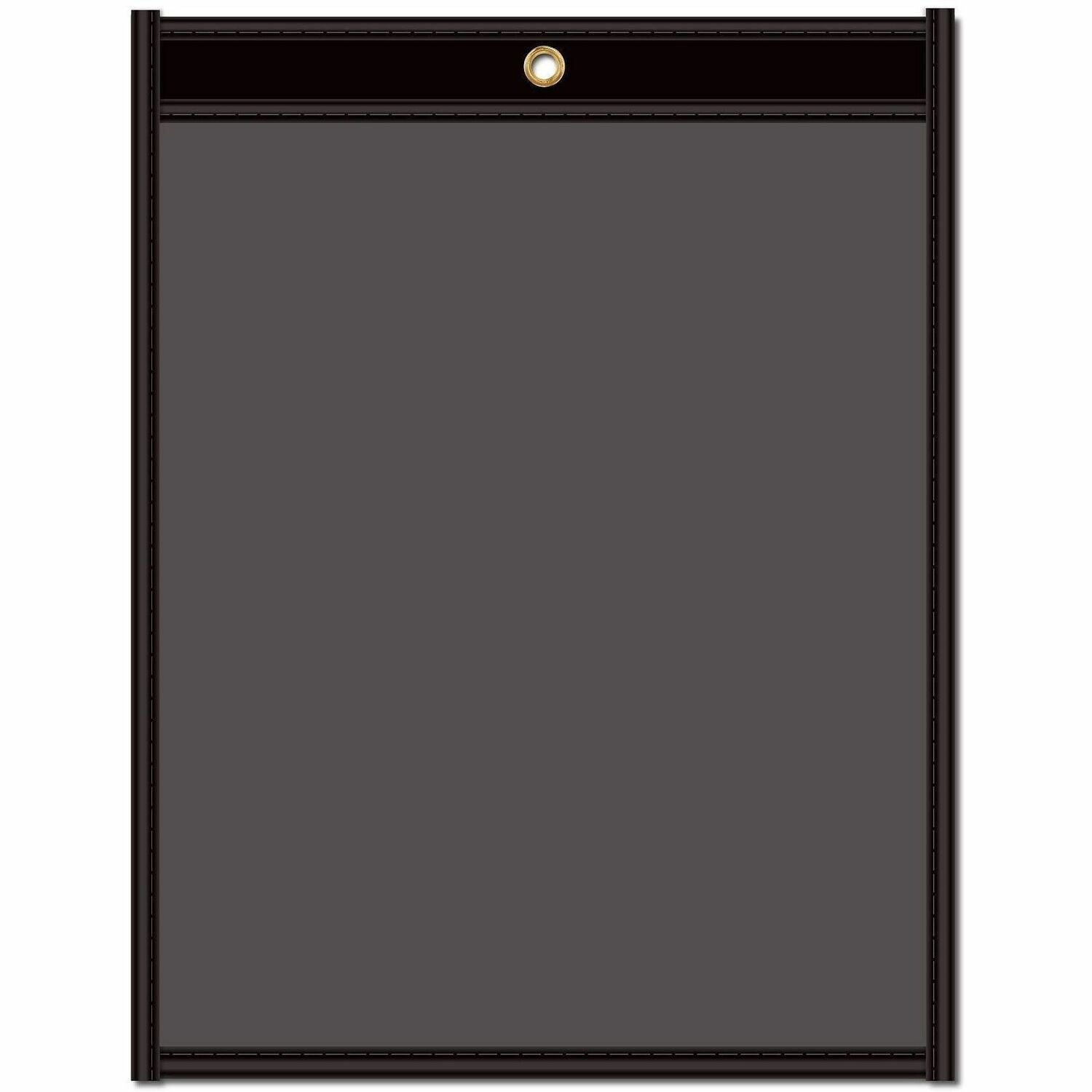C-Line Letter Vinyl File Pocket - 8 1/2" x 11" - Pressboard, Vinyl, Metal - Clear, Black - Reinforced, Heavy Duty - 25 / Box