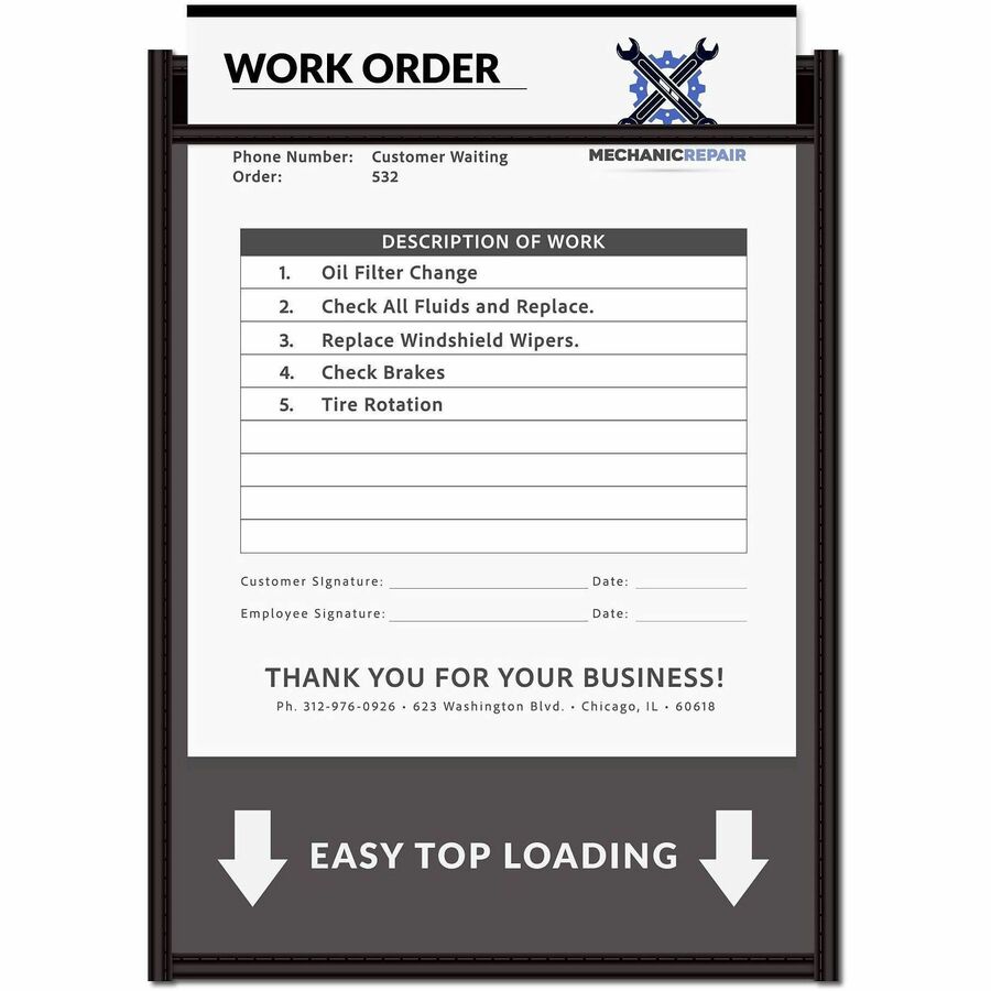 C-Line Vinyl File Pocket - 9" x 12" - Pressboard, Vinyl, Metal - Clear, Black - Reinforced, Heavy Duty - 25 / Box