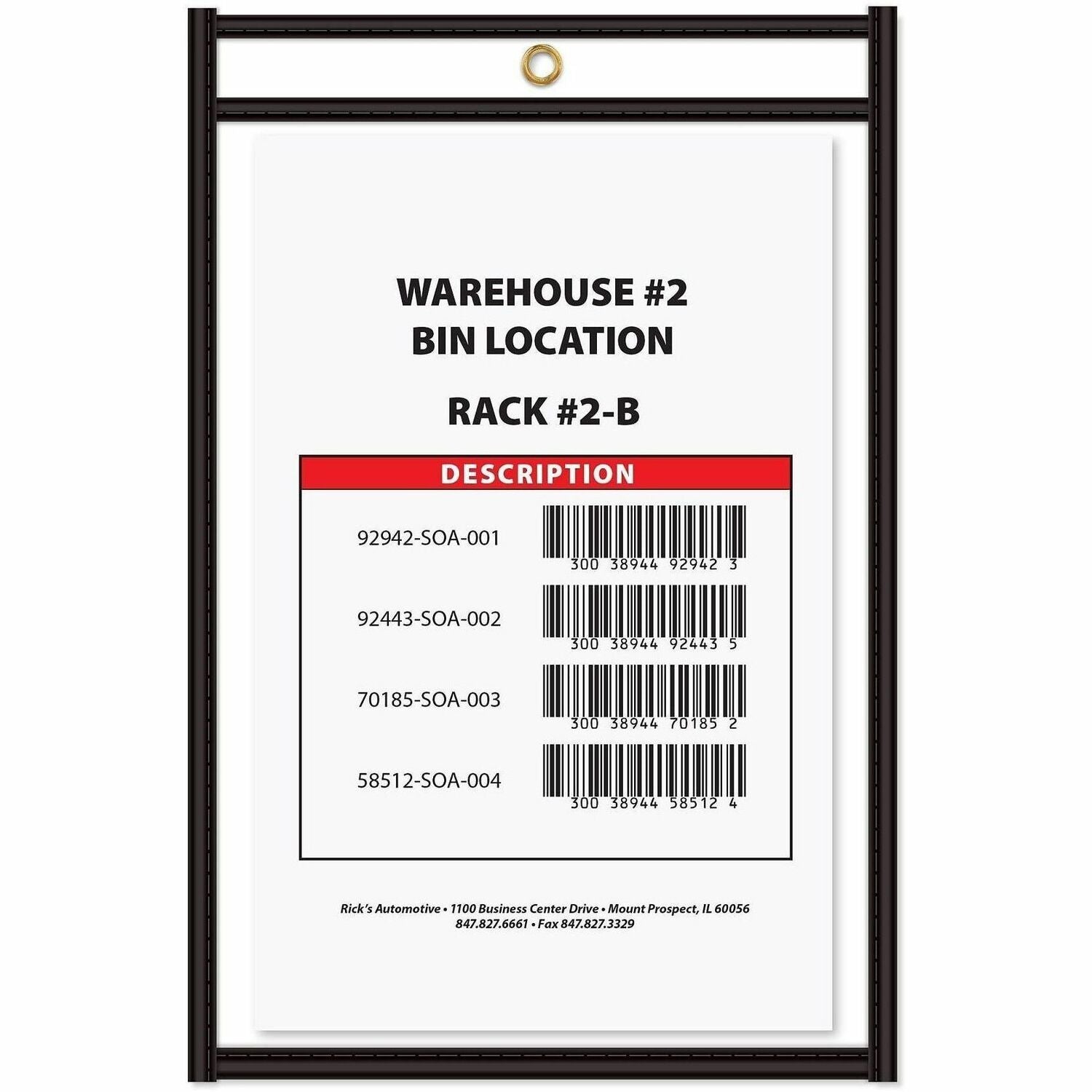 C-Line Stitched Vinyl Shop Ticket Holders - Support 6" x 9" Media - Vinyl - Black, Clear - Sturdy, Heavyweight, Reinforced - 25 / Box