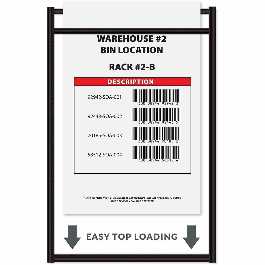 C-Line Stitched Vinyl Shop Ticket Holders - Support 6" x 9" Media - Vinyl - Black, Clear - Sturdy, Heavyweight, Reinforced - 25 / Box