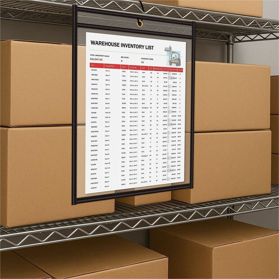 C-Line Stitched Vinyl Shop Ticket Holders - Support 11" x 14" Media - Vinyl - Black, Clear - Sturdy - 25 / Box