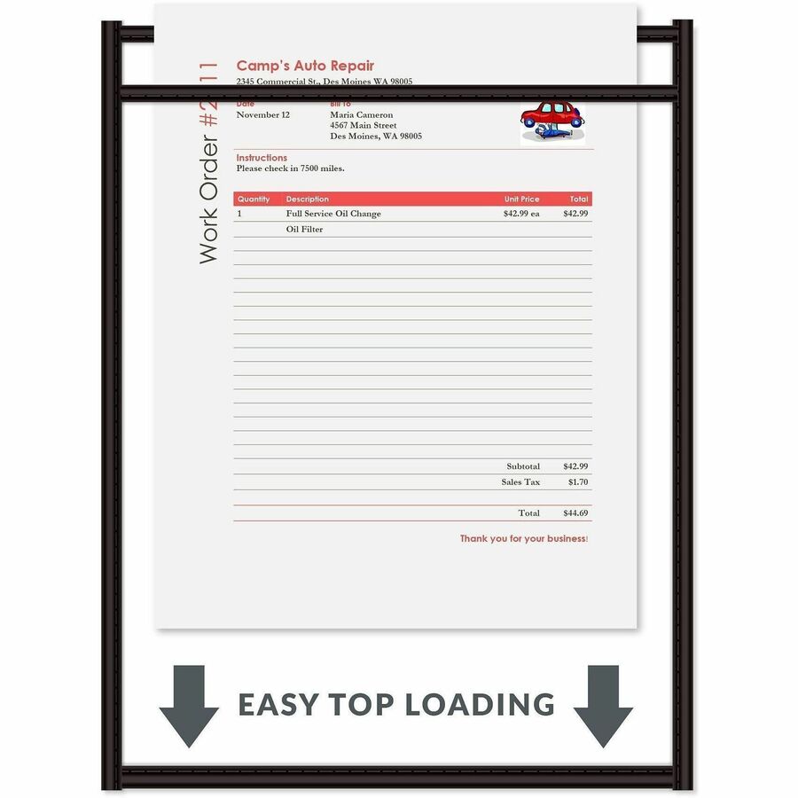 C-Line Stitched Vinyl Shop Ticket Holders - Support 8.50" x 11" Media - Vinyl - Black, Clear - Sturdy - 25 / Box