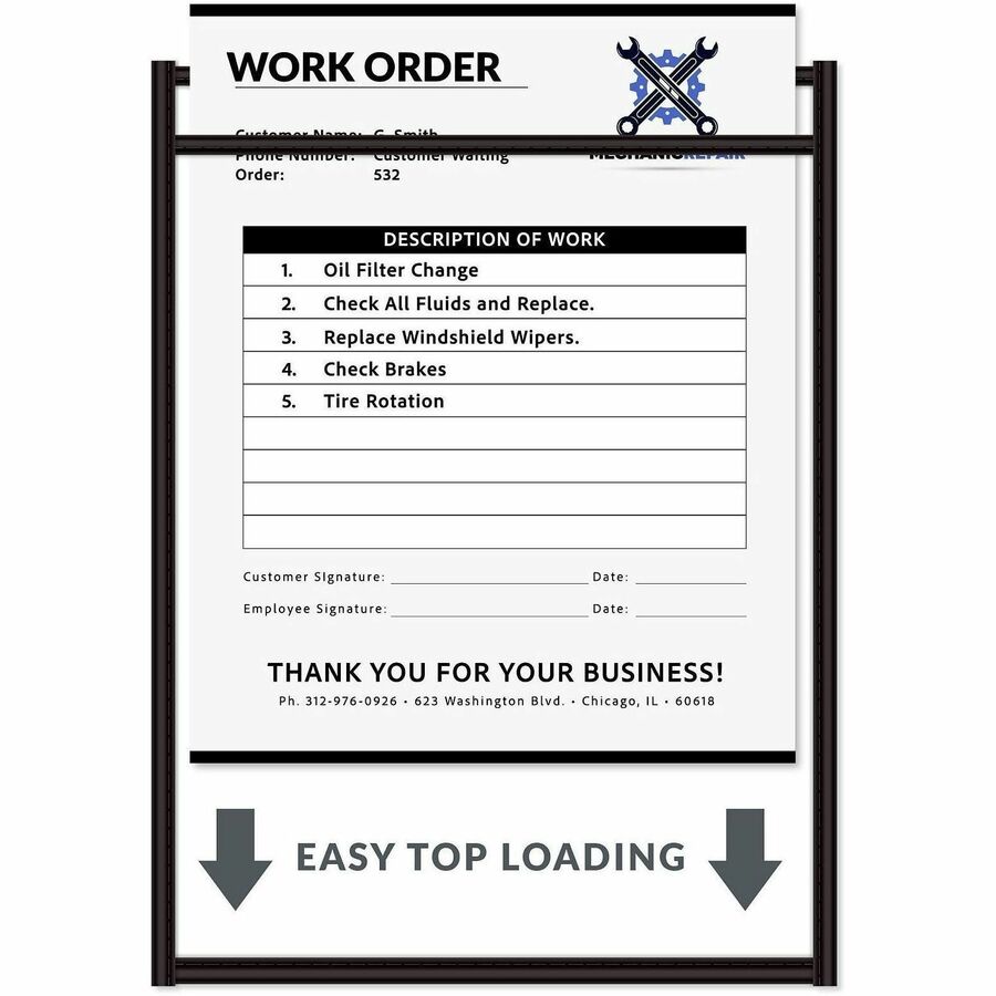 C-Line Stitched Vinyl Shop Ticket Holders - Support 9" x 12" Media - Vinyl - Black, Clear - Sturdy - 25 / Box