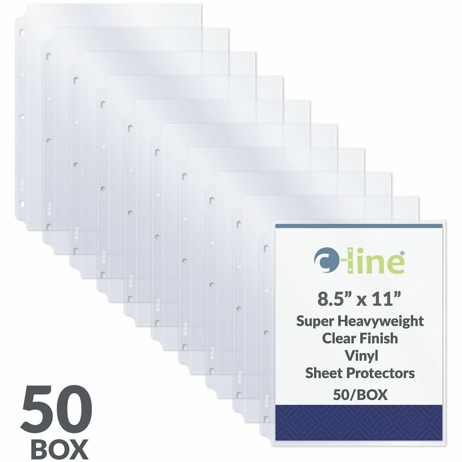 For Letter 8 1/2" x 11" Sheet - 3 x Holes - Ring Binder - Clear - Vinyl - 50 / Box