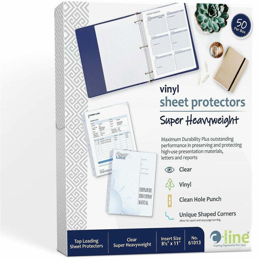For Letter 8 1/2" x 11" Sheet - 3 x Holes - Ring Binder - Clear - Vinyl - 50 / Box