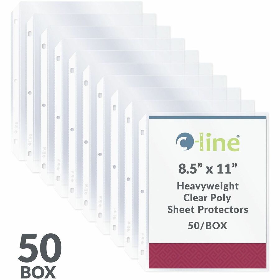 C-Line Poly Top-loading Sheet Protectors, Letter Size, 3-Hole Punched, Clear Polypropylene, 50/Box